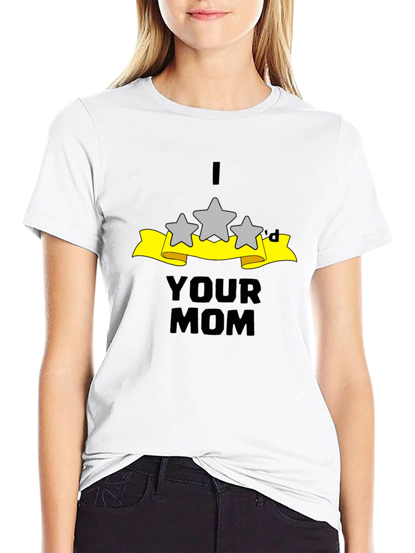 I Three Stard Your Mom - Funny Black T-Shirt