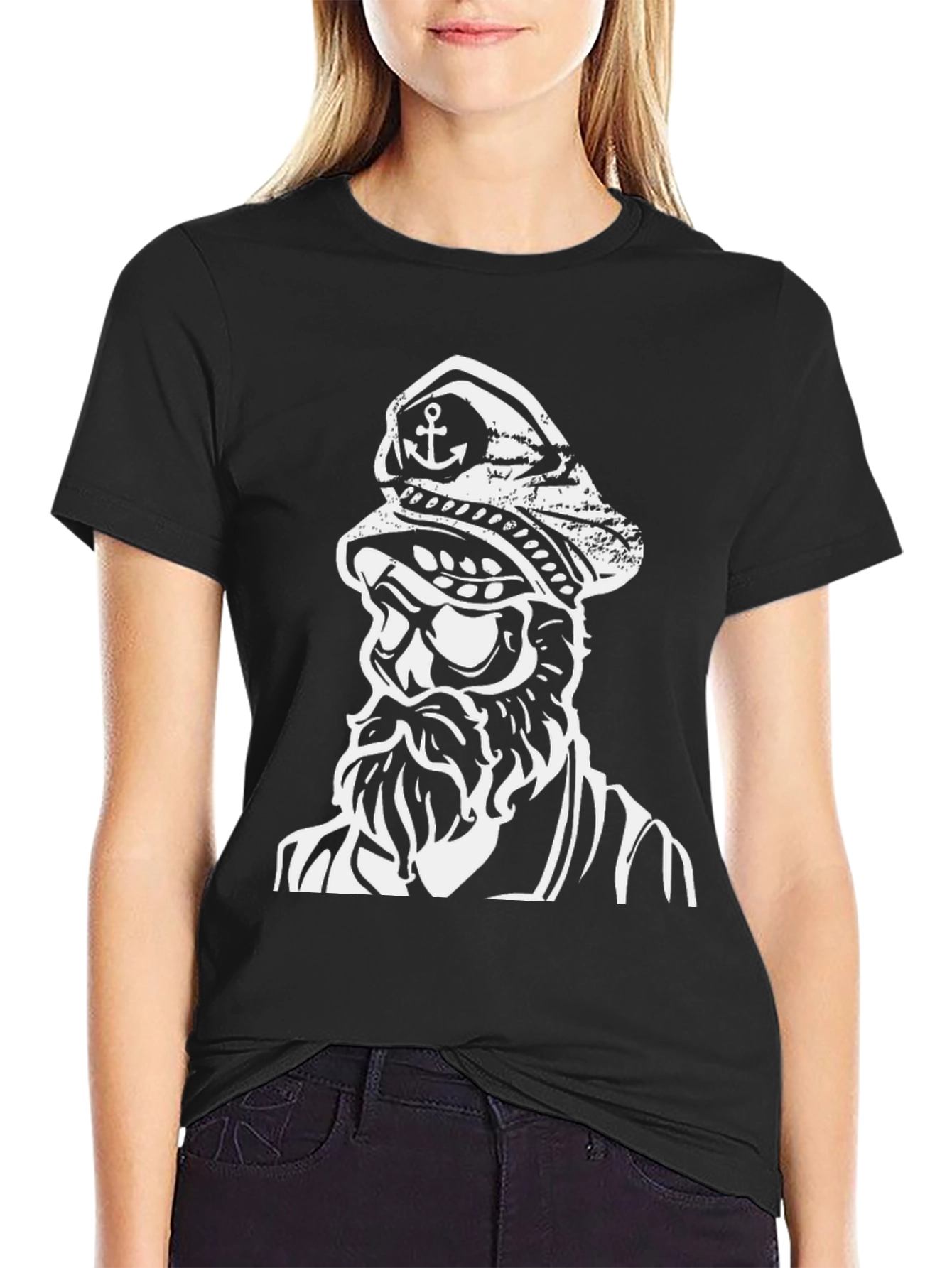 Nautical Captain Graphic Black T-Shirt