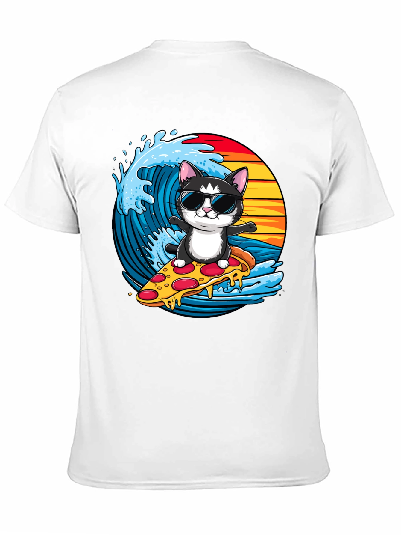 Cool Cat Pizza Surfer T-Shirt