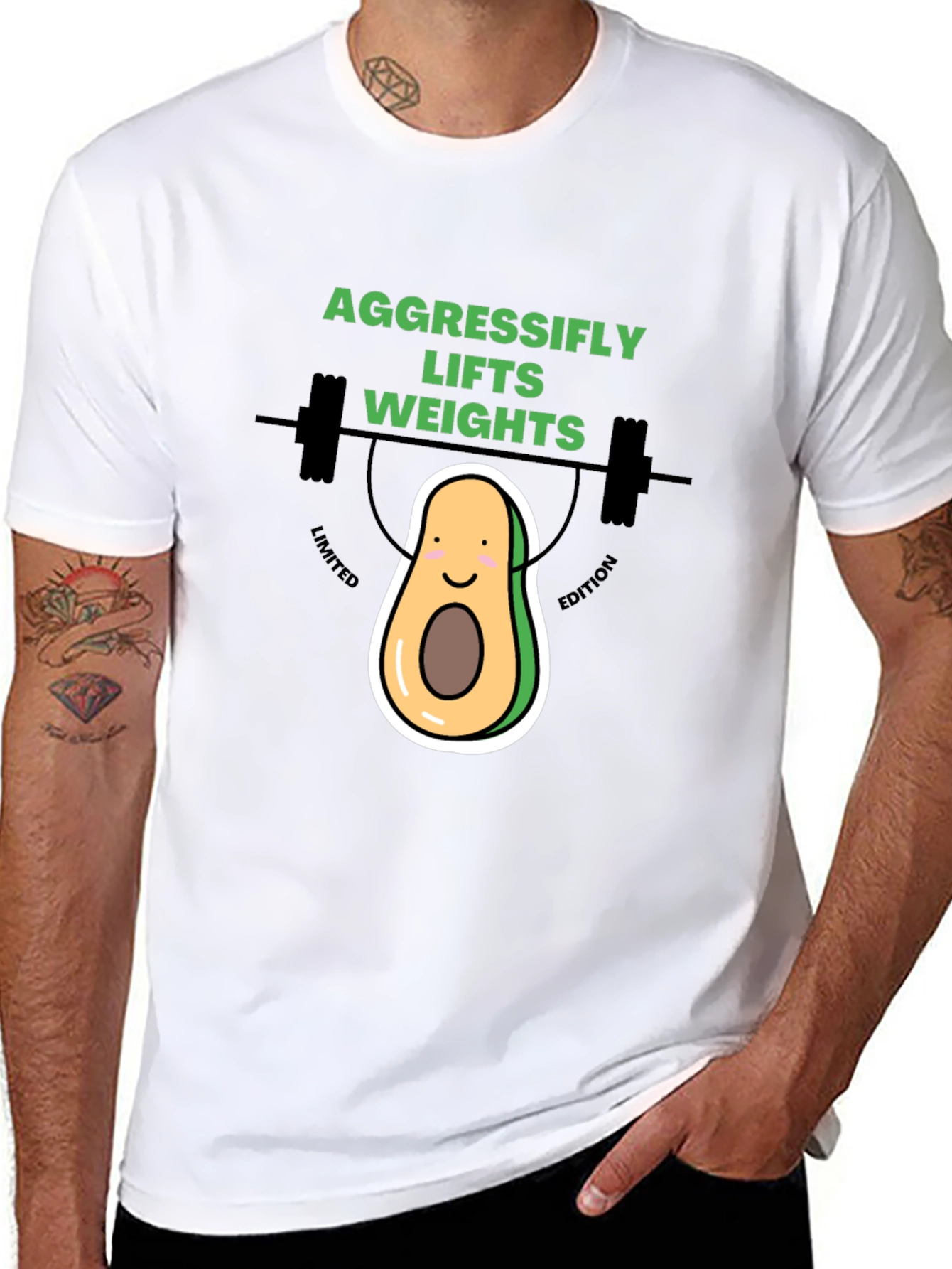 Aggressifly Lifts Weights Avocado T-Shirt