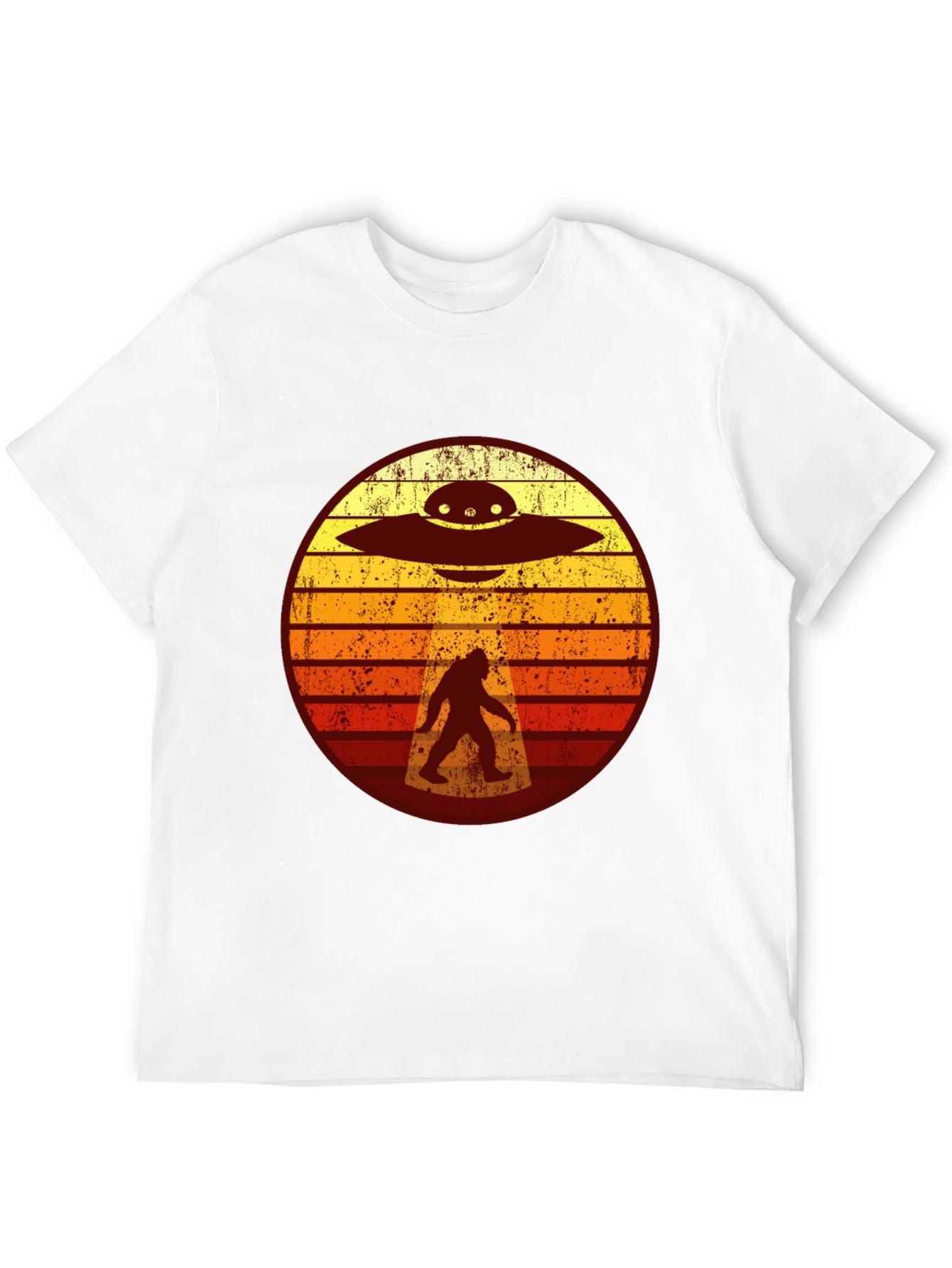 Bigfoot UFO T-Shirt - Retro Sasquatch Abduction Tee