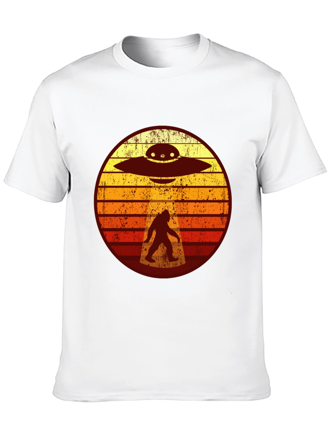 Bigfoot UFO T-Shirt - Retro Sasquatch Abduction Tee