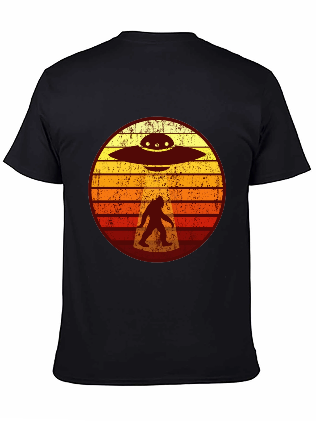 Bigfoot UFO T-Shirt - Retro Sasquatch Abduction Tee