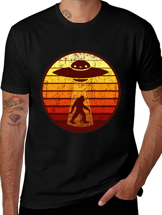 Bigfoot UFO T-Shirt - Retro Sasquatch Abduction Tee