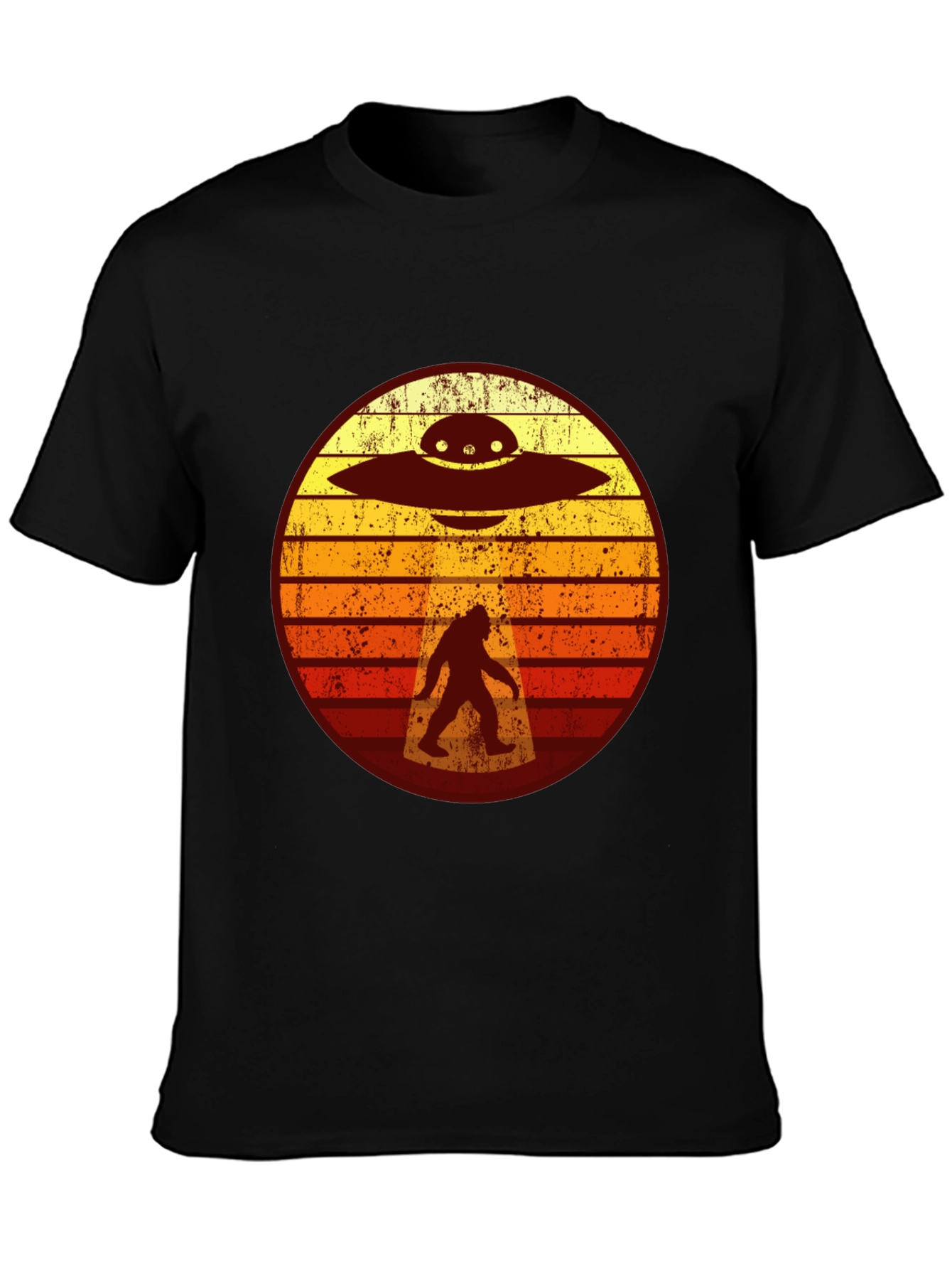 Bigfoot UFO T-Shirt - Retro Sasquatch Abduction Tee