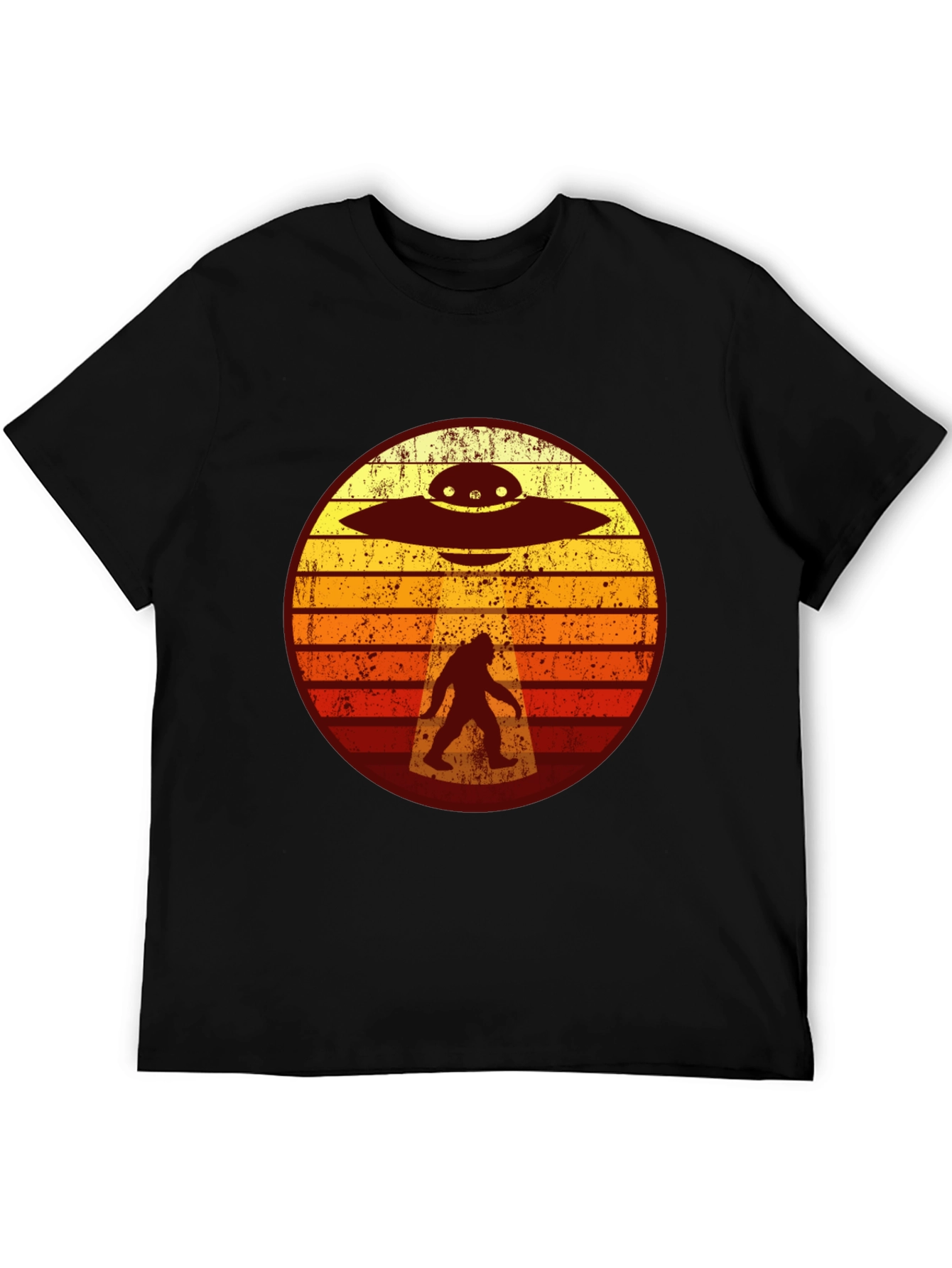 Bigfoot UFO T-Shirt - Retro Sasquatch Abduction Tee
