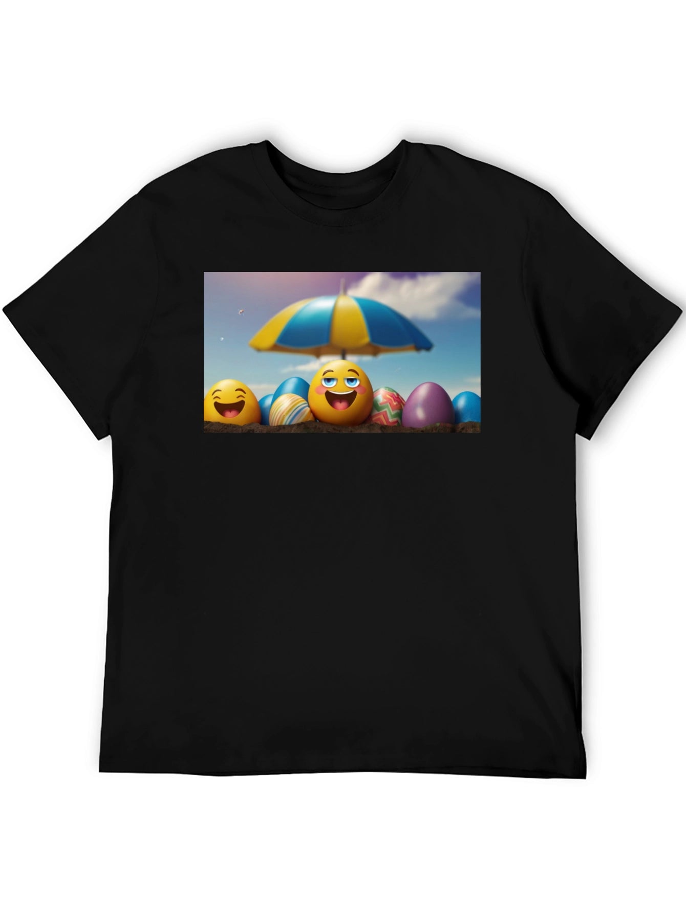Emoji Beach Day Black T-Shirt