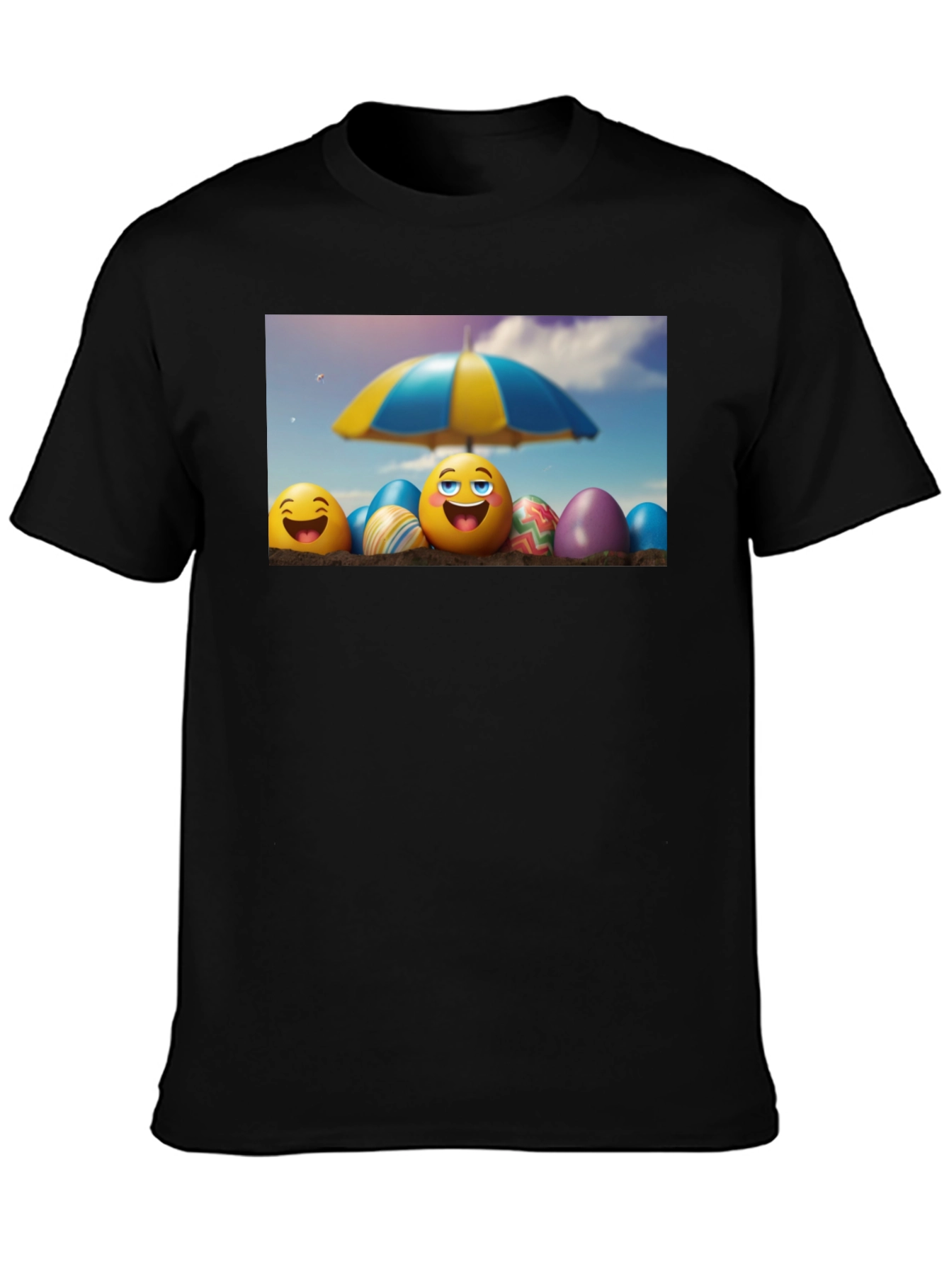 Emoji Beach Day Black T-Shirt