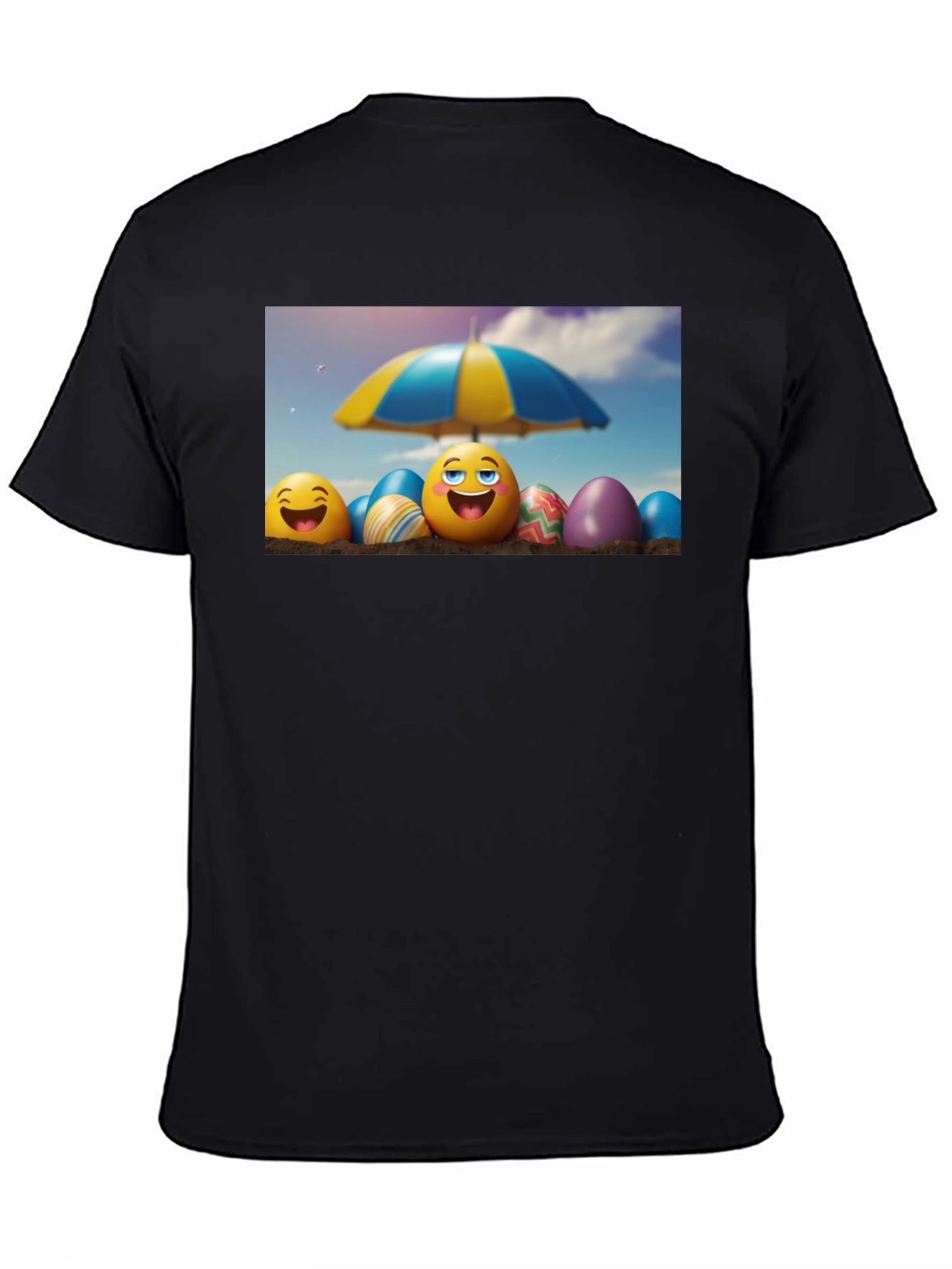 Emoji Beach Day Black T-Shirt