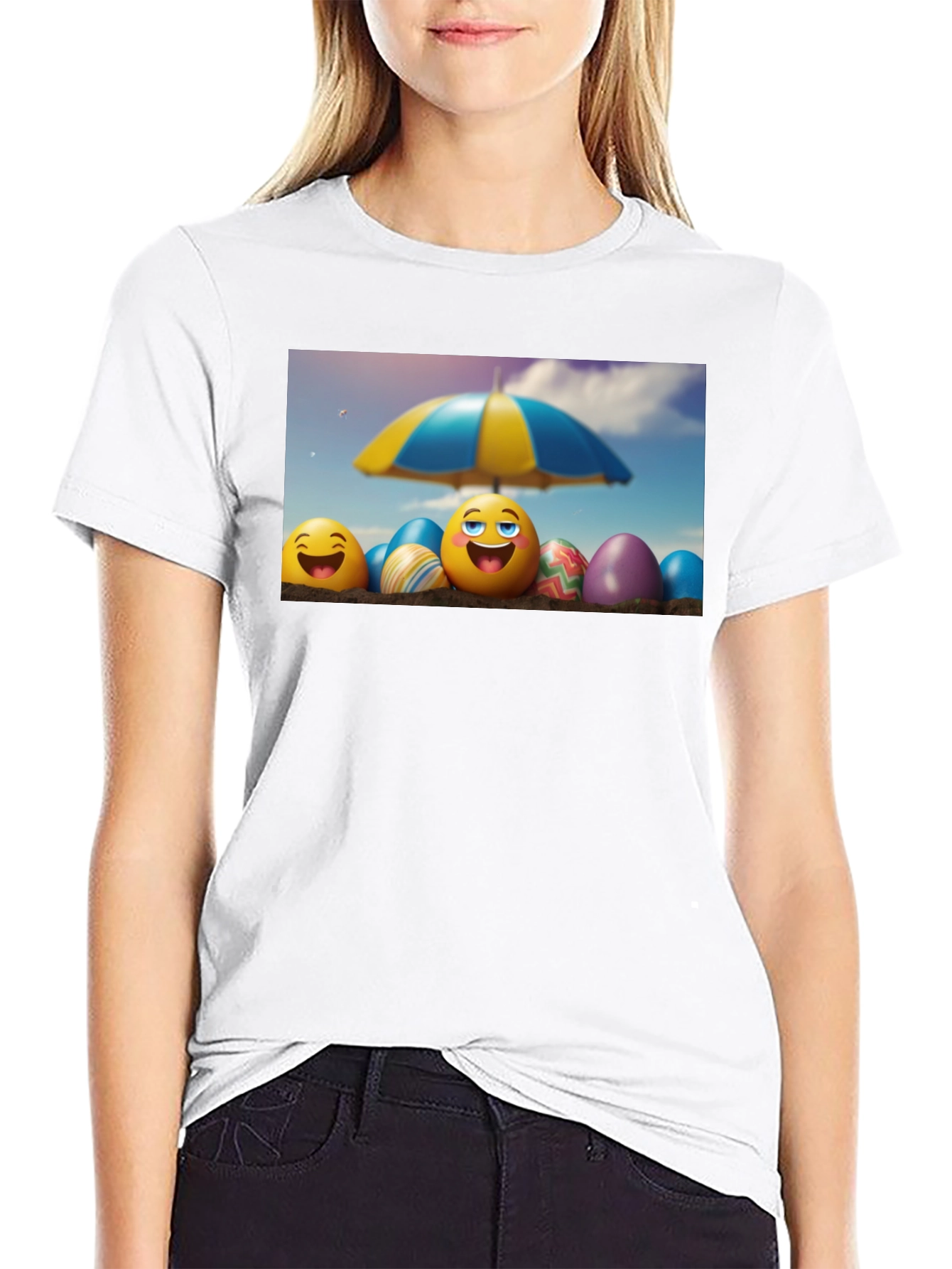 Emoji Beach Day Black T-Shirt