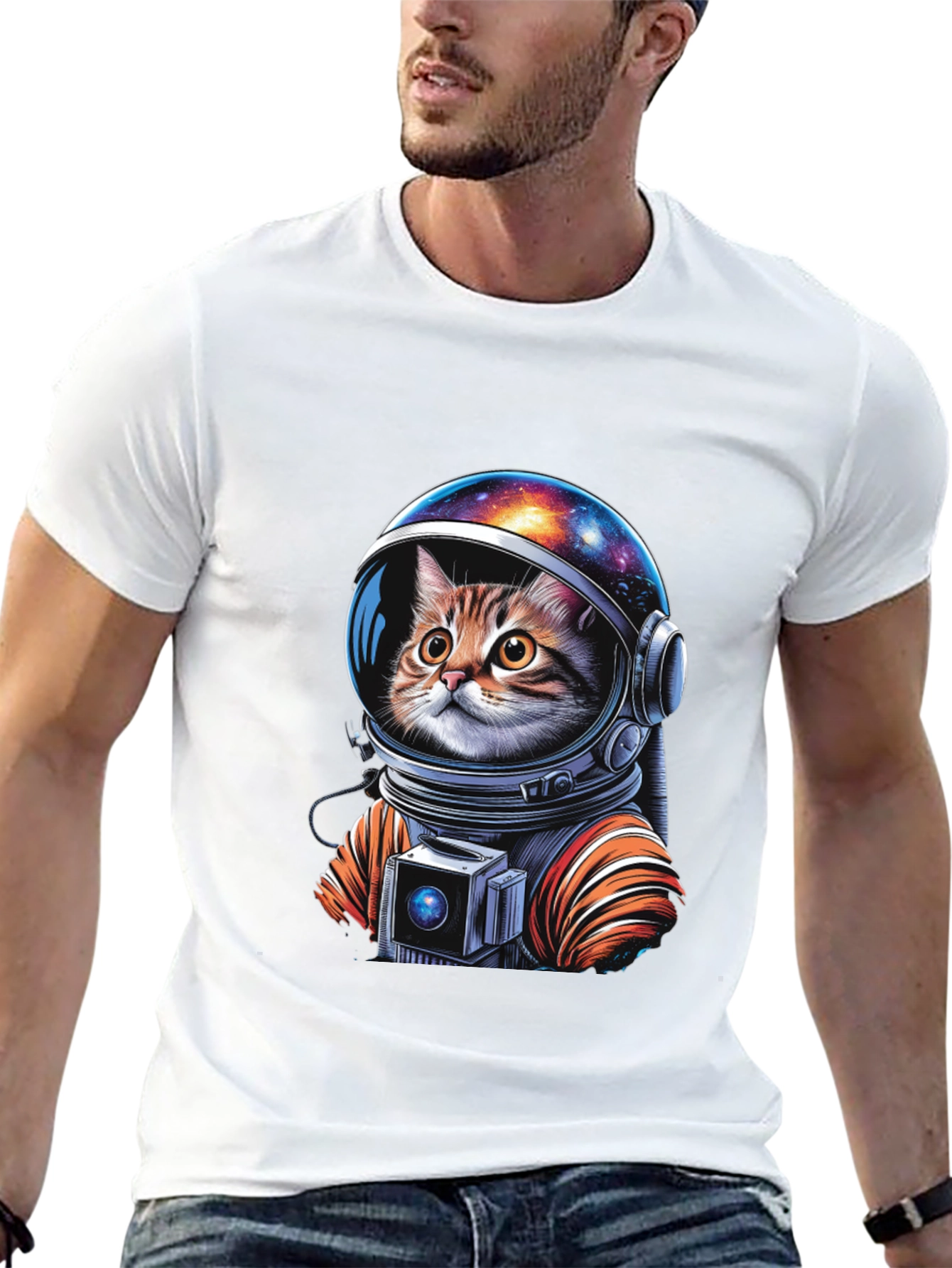 Astronaut Cat Graphic T-Shirt
