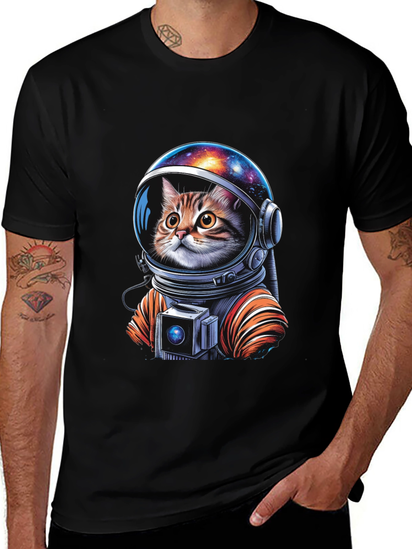 Astronaut Cat Graphic T-Shirt