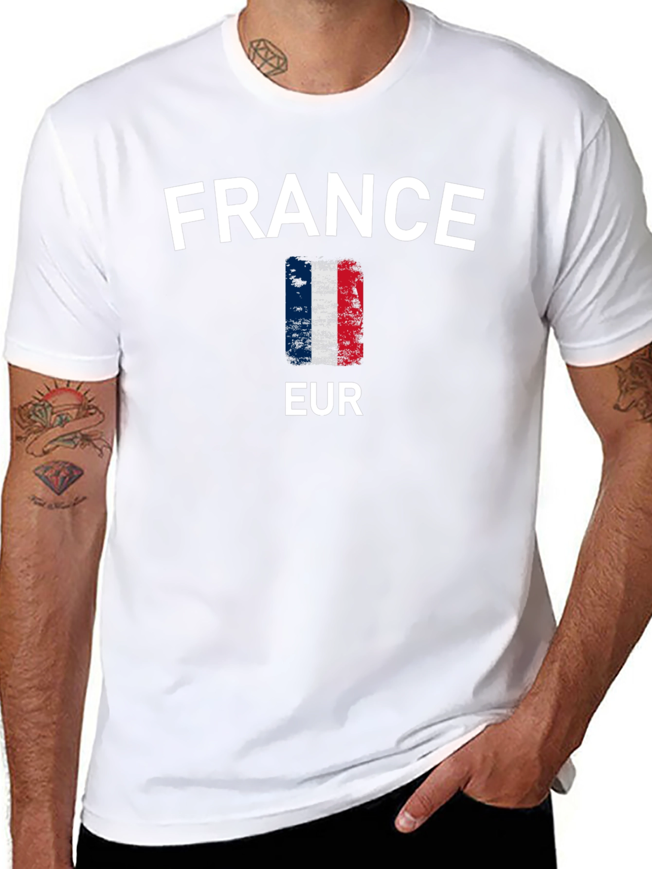 France Flag T-Shirt - Black Cotton Tee