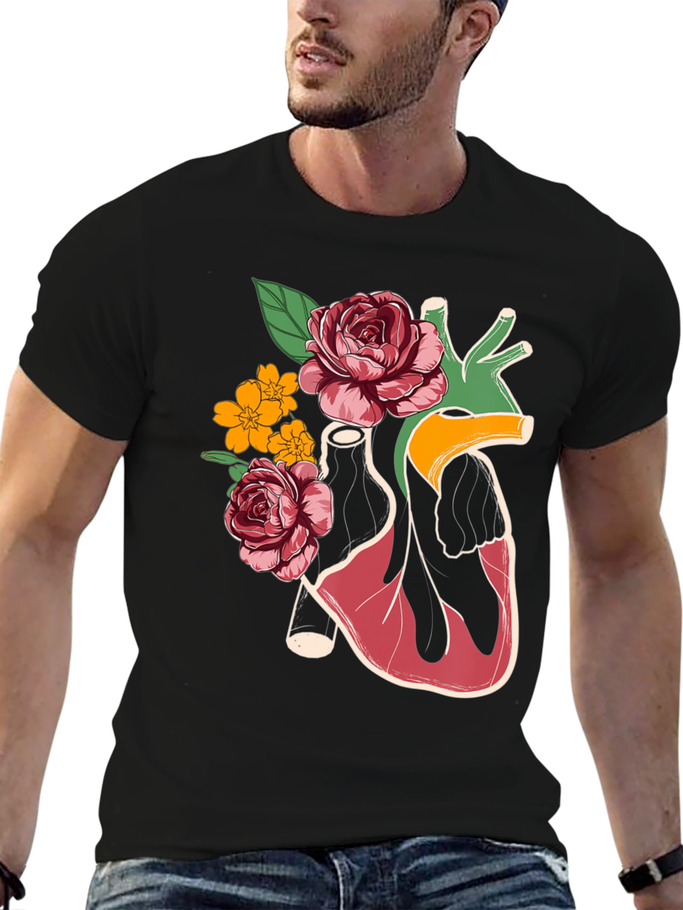Floral Heart Graphic T-Shirt