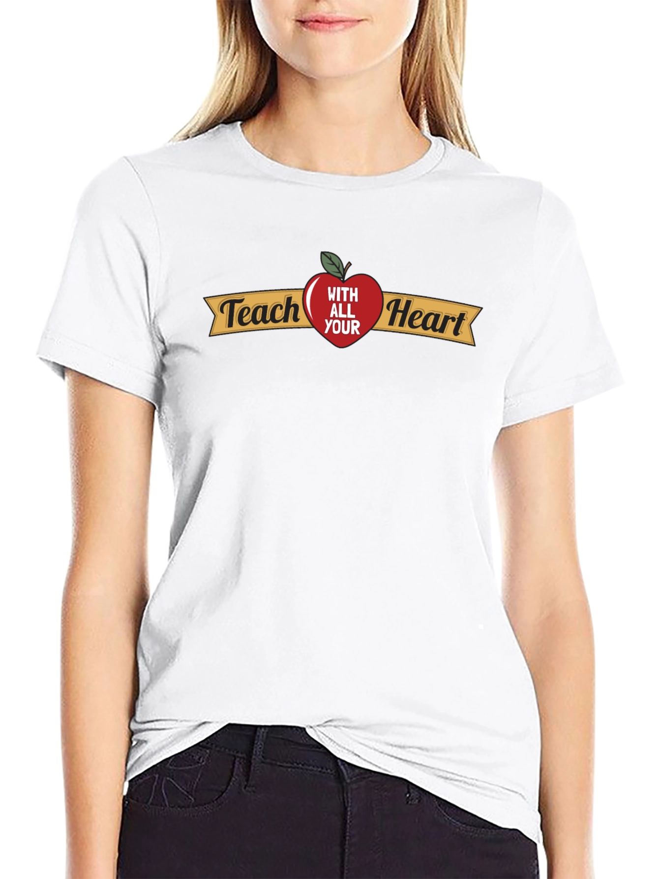 Teach with All Your Heart Black T-Shirt