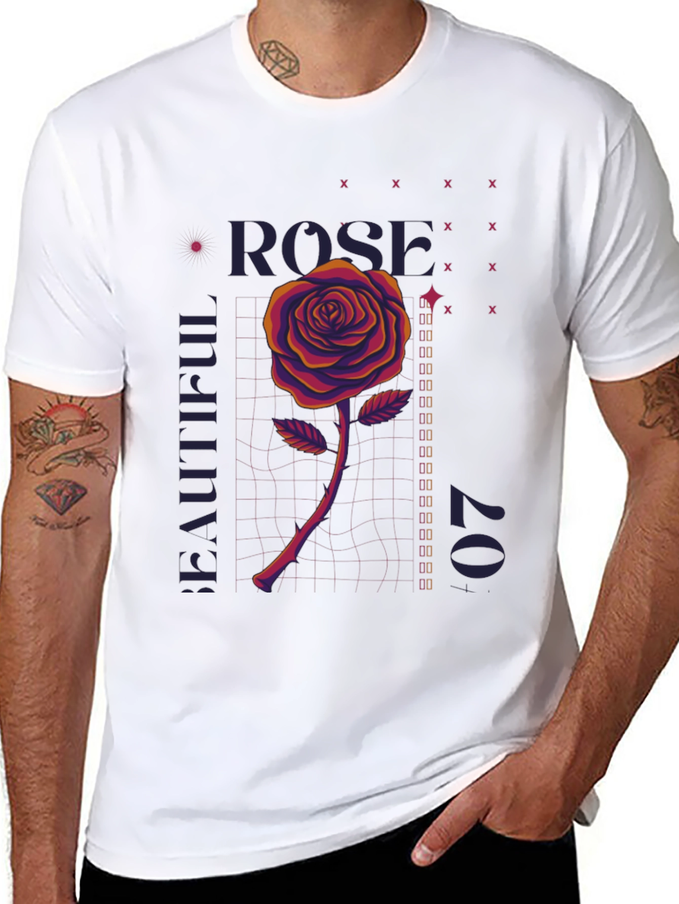Rose Graphic T-Shirt - Mens Black Tee