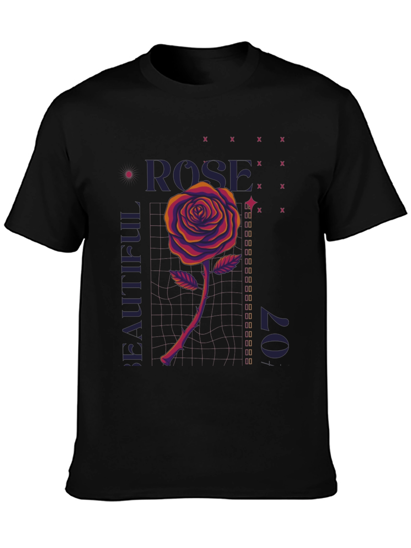 Rose Graphic T-Shirt - Mens Black Tee