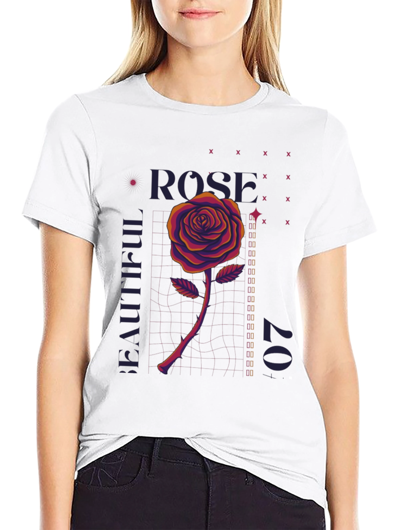 Rose Graphic T-Shirt - Mens Black Tee