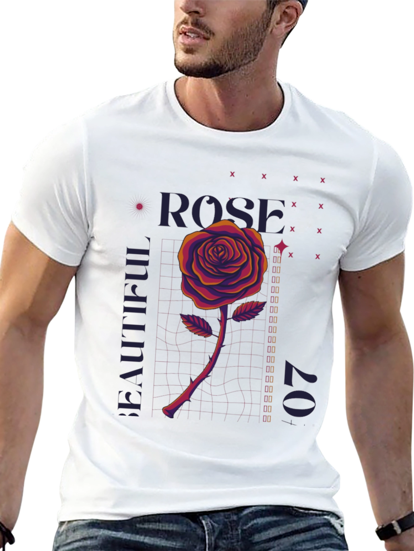 Rose Graphic T-Shirt - Mens Black Tee