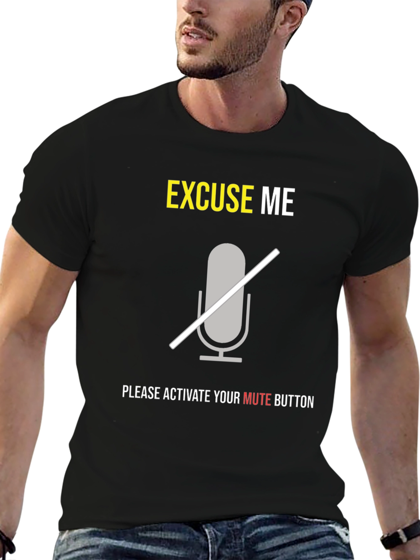 Excuse Me Mute Button T-Shirt Funny Zoom Meeting Tee