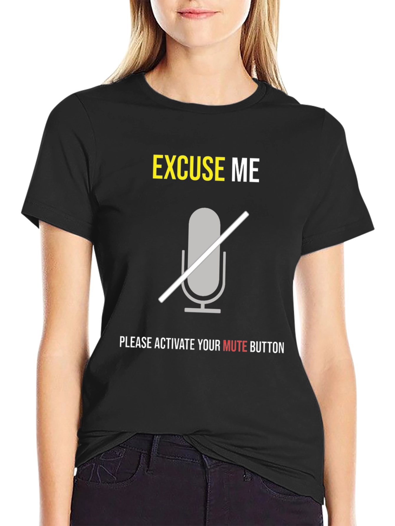Excuse Me Mute Button T-Shirt Funny Zoom Meeting Tee