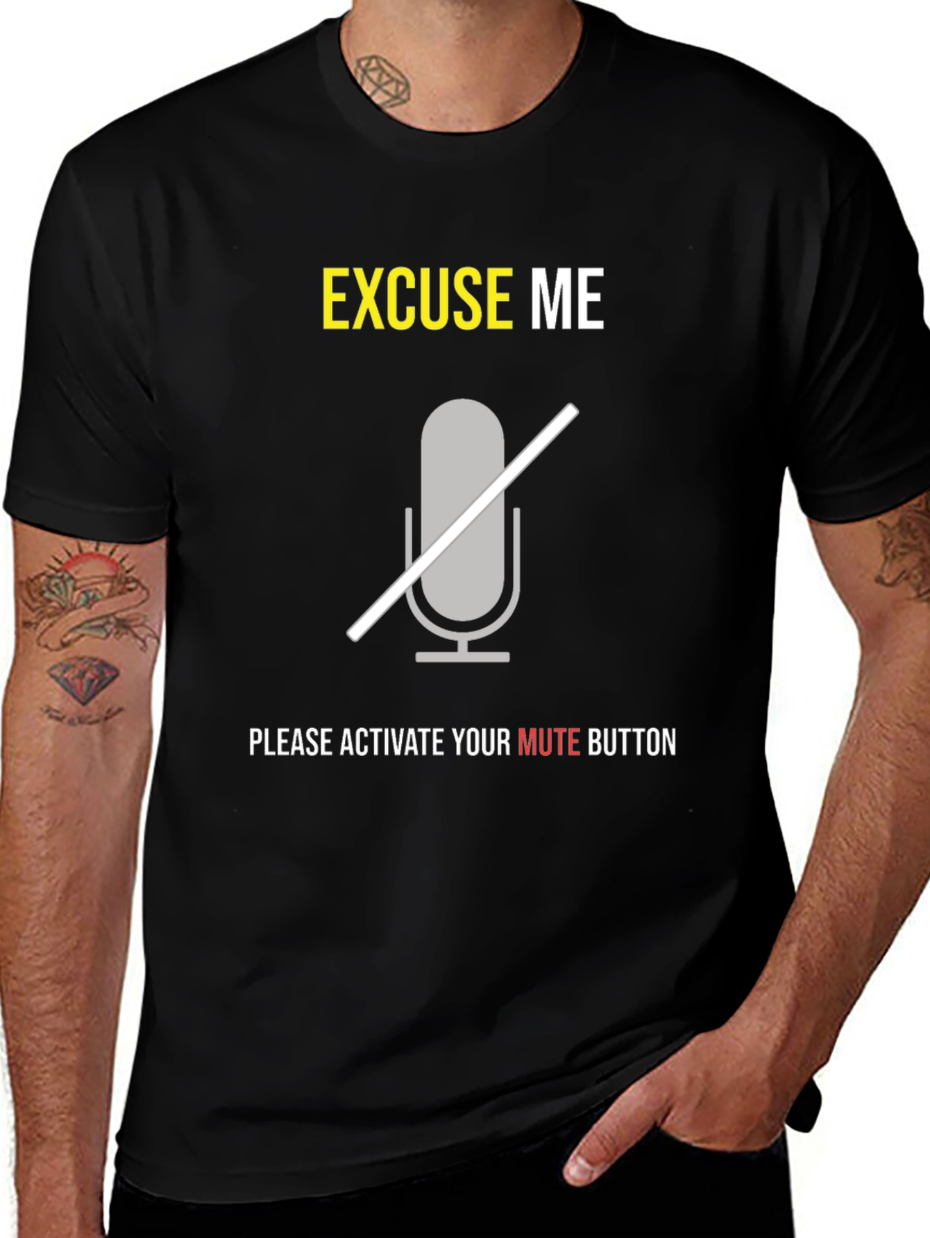Excuse Me Mute Button T-Shirt Funny Zoom Meeting Tee