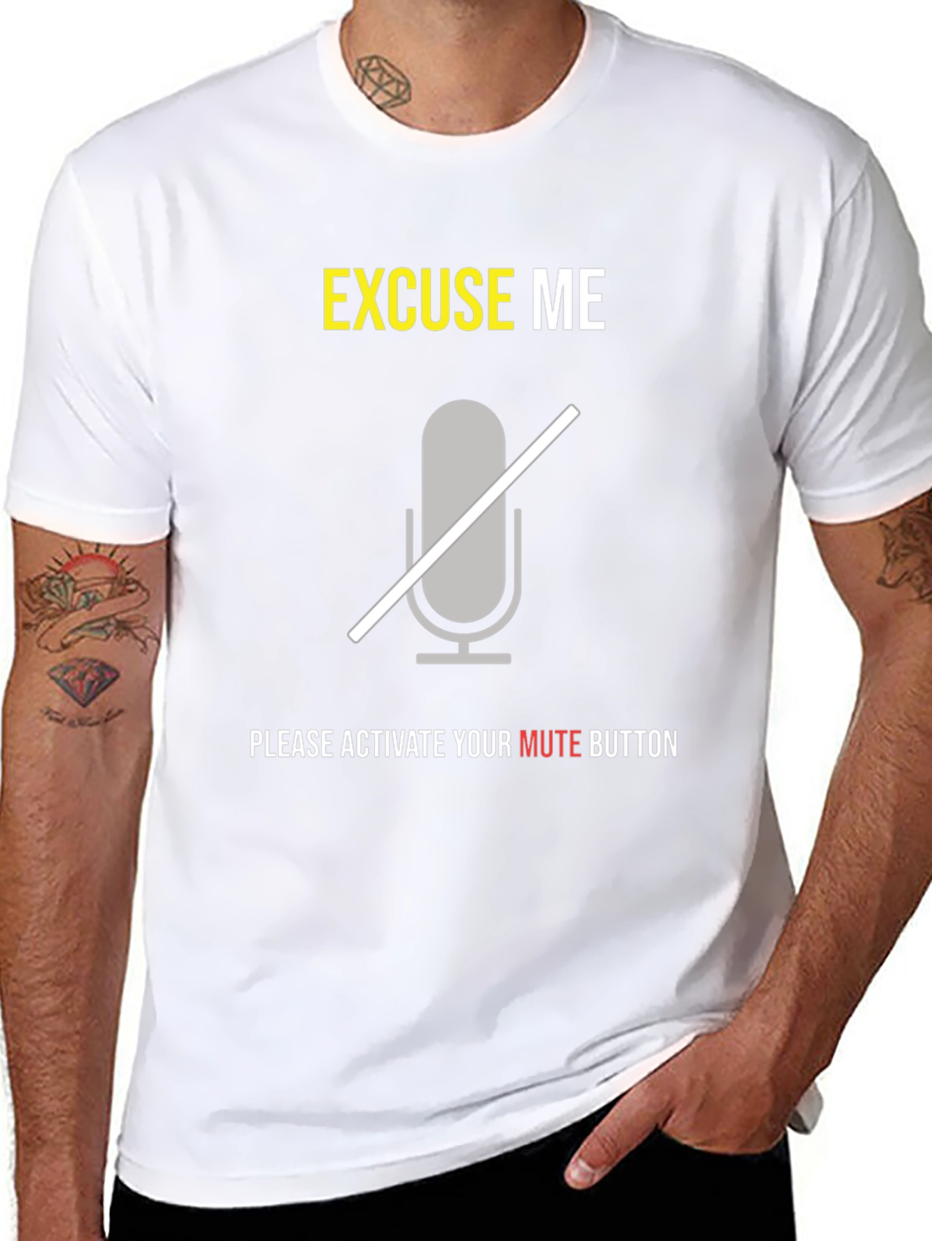 Excuse Me Mute Button T-Shirt Funny Zoom Meeting Tee