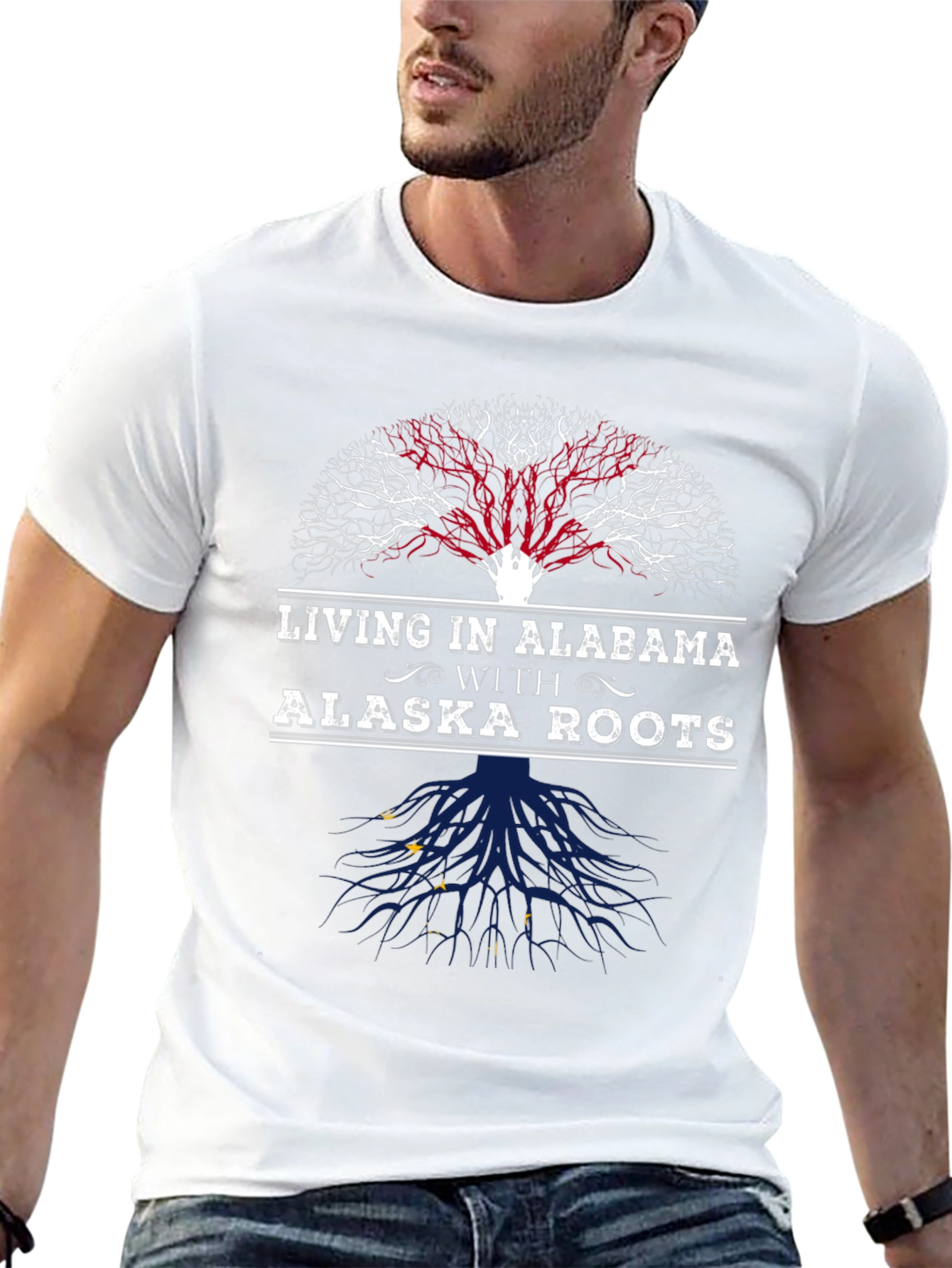Alabama Living with Alaska Roots T-Shirt