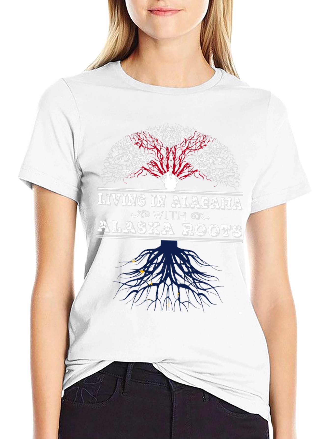 Alabama Living with Alaska Roots T-Shirt