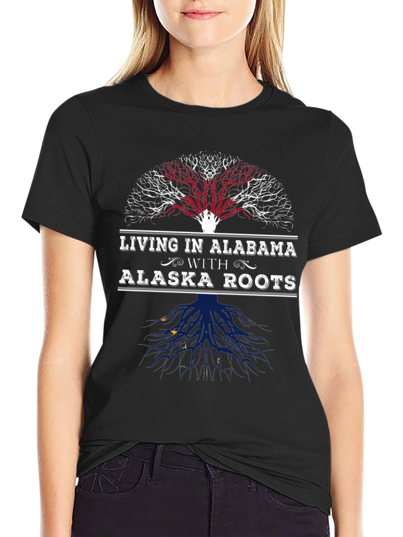 Alabama Living with Alaska Roots T-Shirt