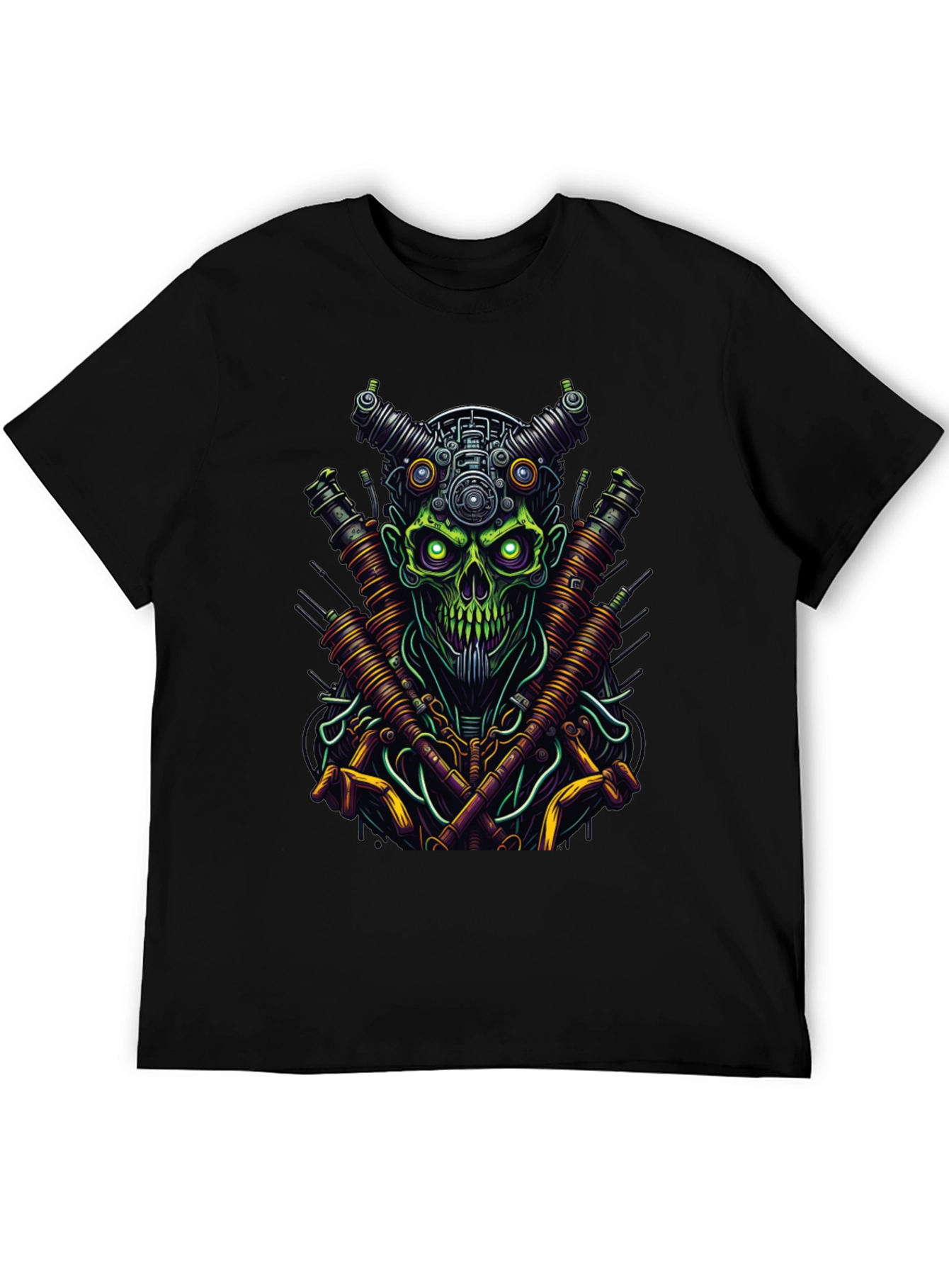Steampunk Skull Graphic T-Shirt - Black