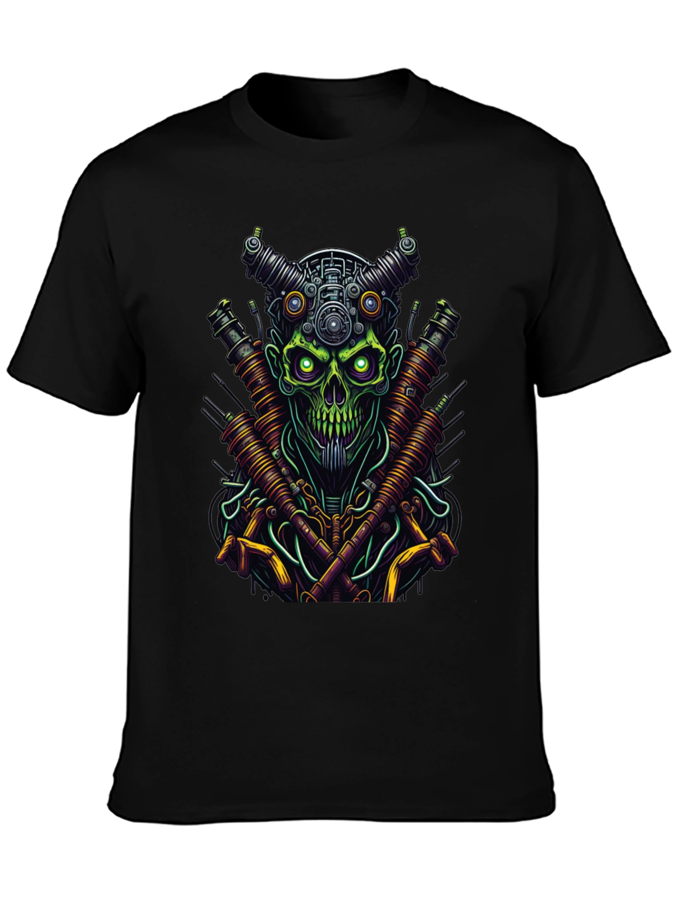 Steampunk Skull Graphic T-Shirt - Black