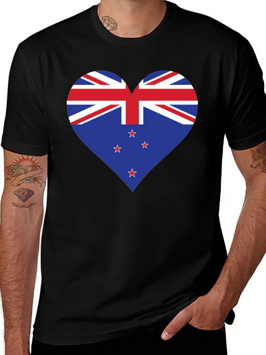 New Zealand Flag Heart Graphic T-Shirt