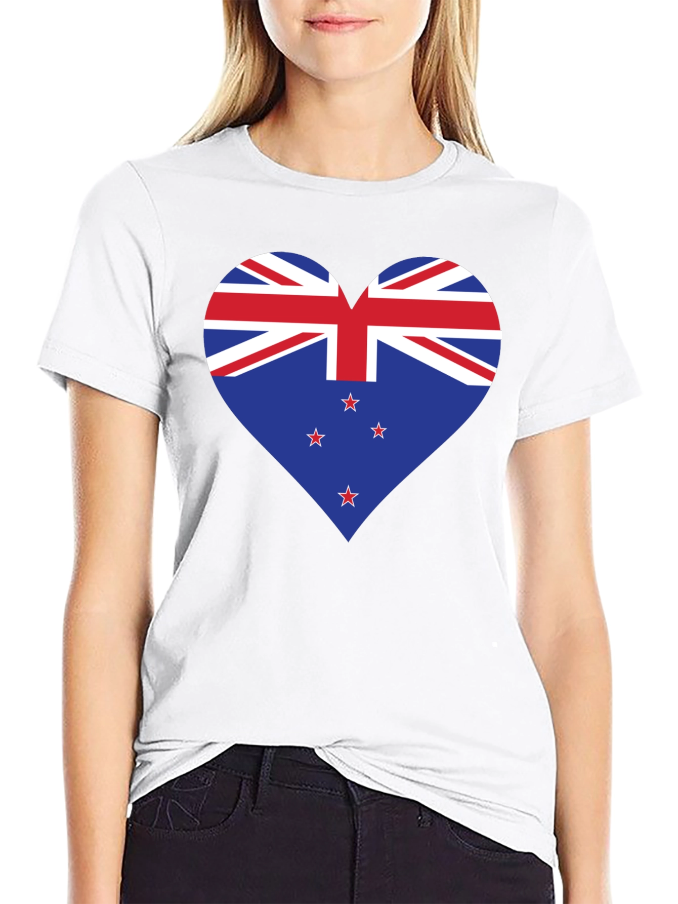 New Zealand Flag Heart Graphic T-Shirt