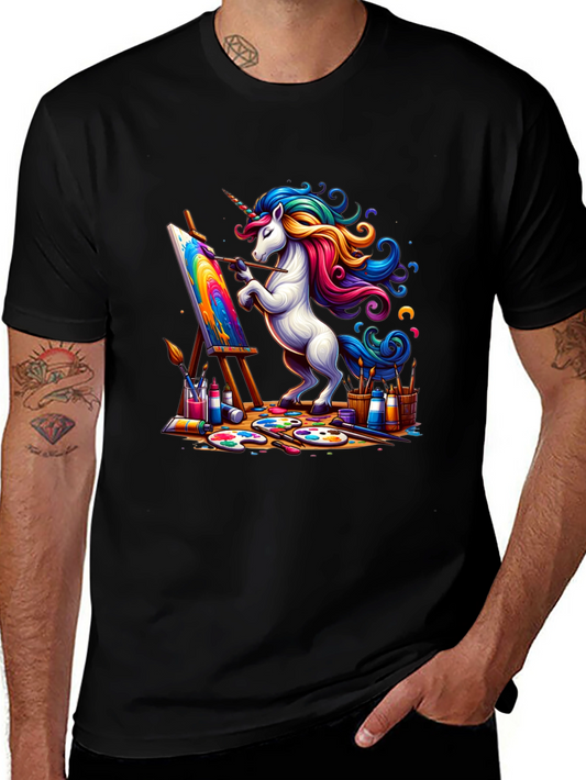 Unicorn Artist Graphic Tee - Colorful Whimsical Shirt