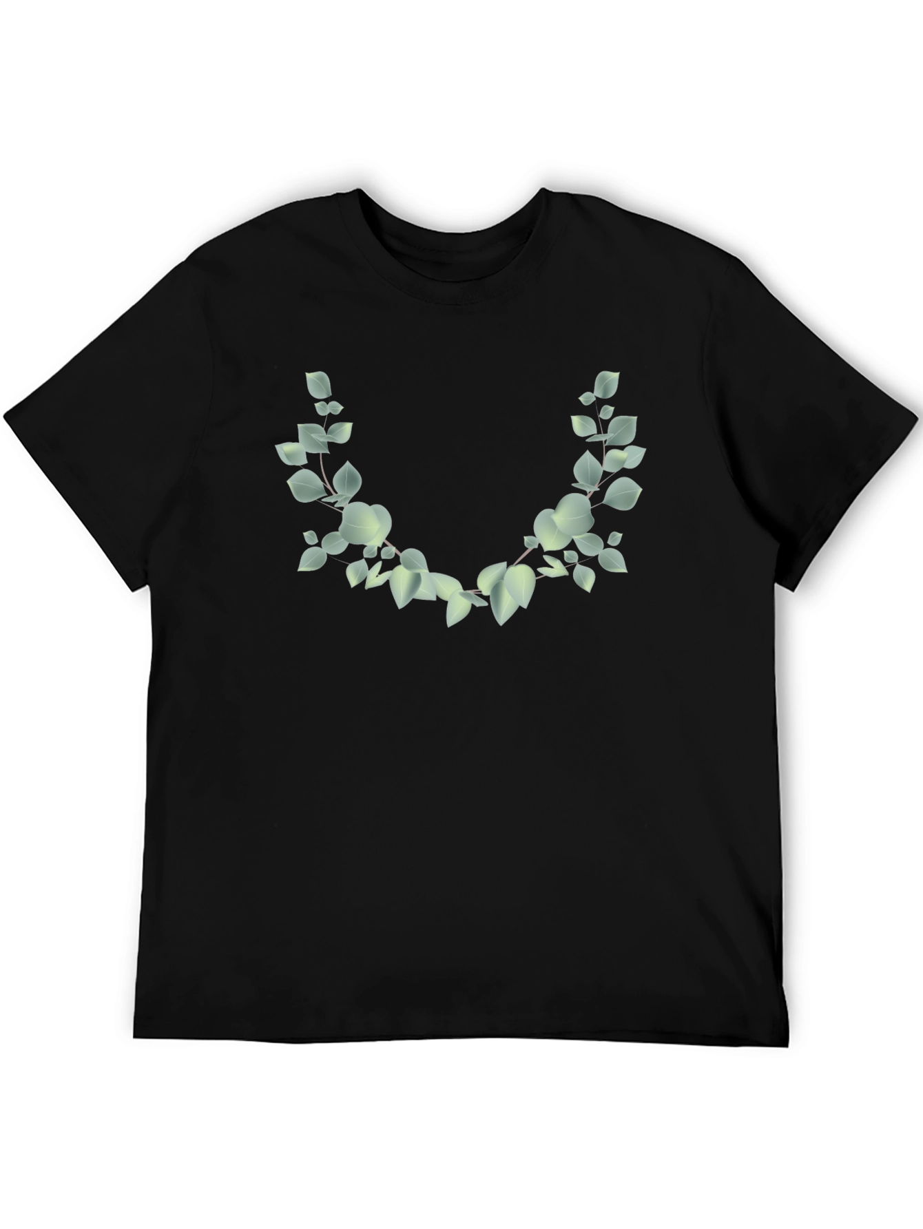 Leaf Wreath Graphic Black T-Shirt