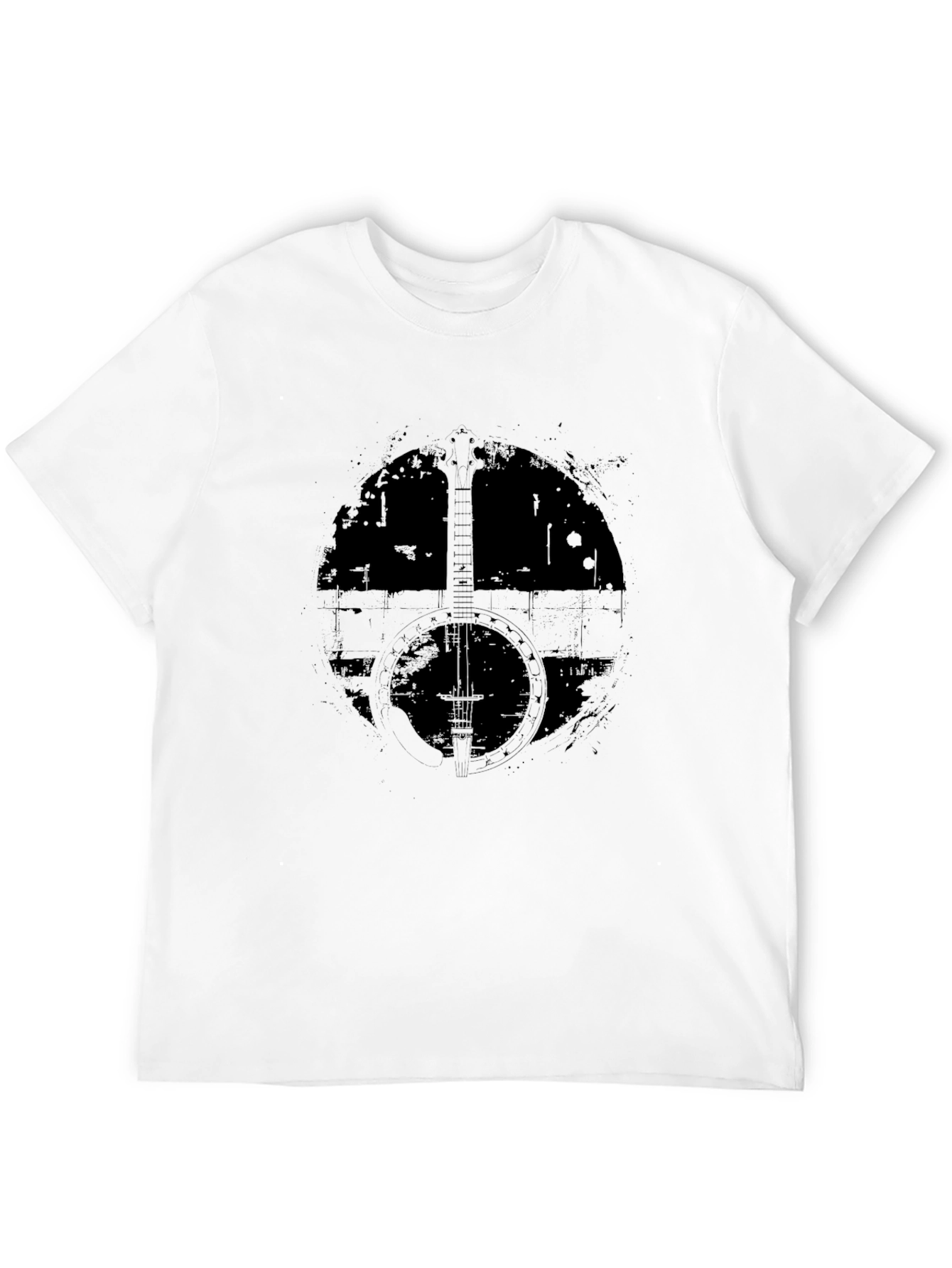 Distressed Banjo Graphic T-Shirt - Black