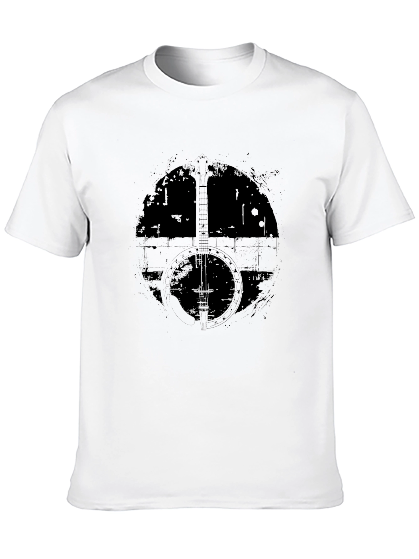 Distressed Banjo Graphic T-Shirt - Black