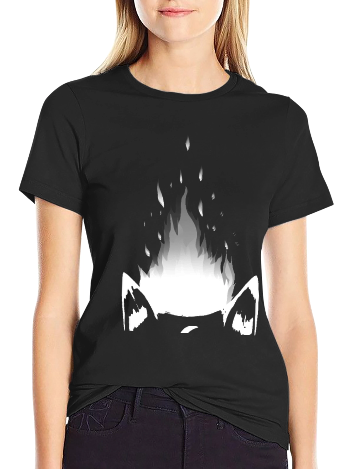 Mystic Cat Flame Graphic Tee - Black