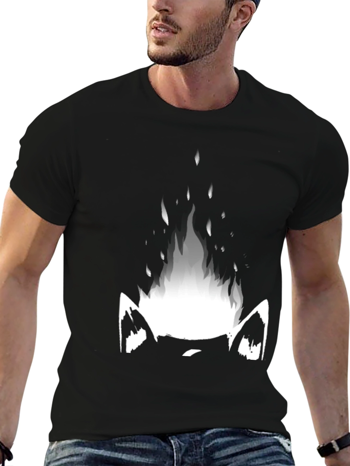Mystic Cat Flame Graphic Tee - Black