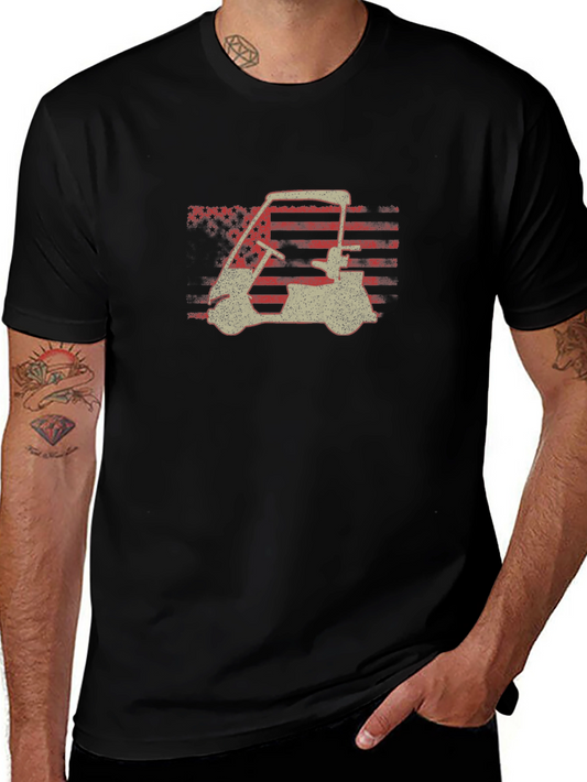 Golf Cart American Flag Graphic Tee - Patriotic Style