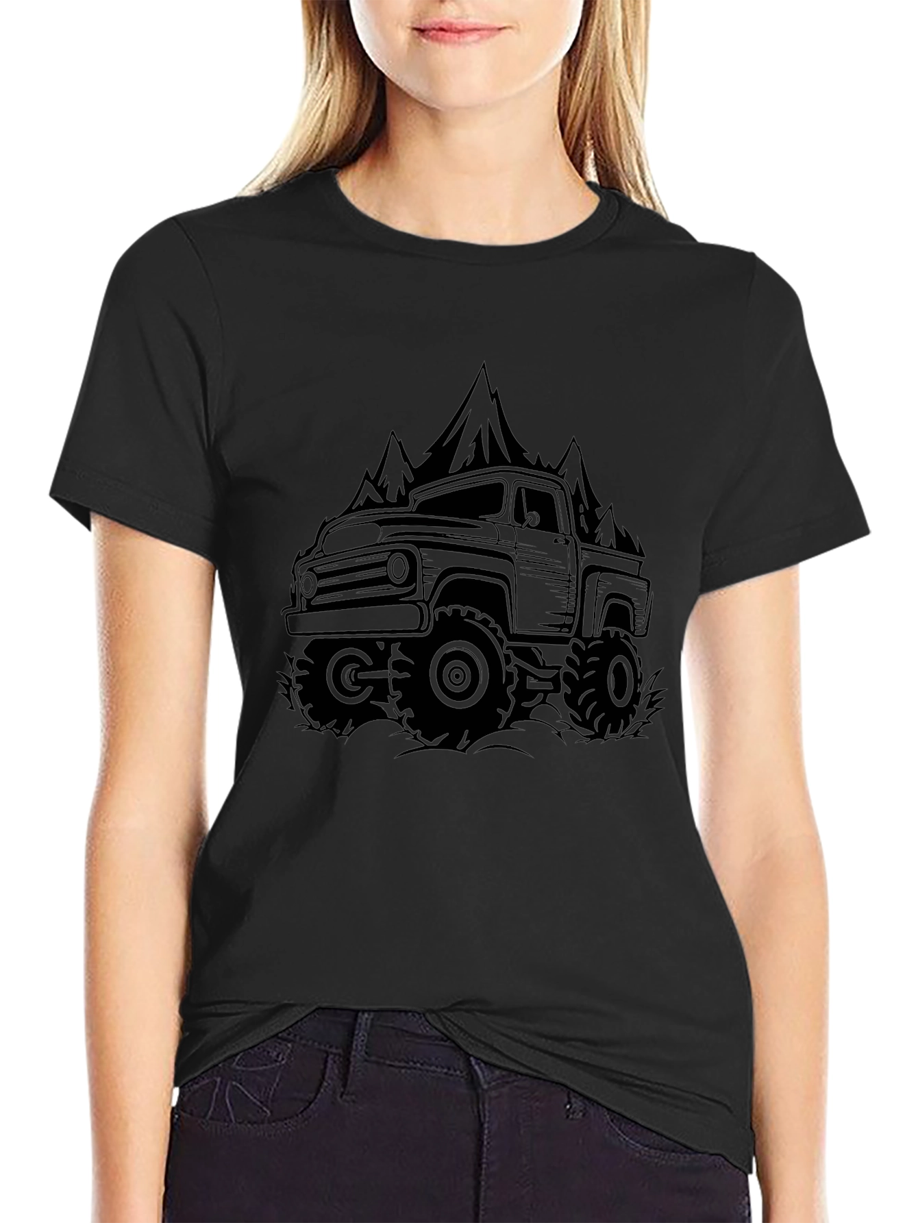 Off-Road Truck & Mountain Graphic Tee - Black