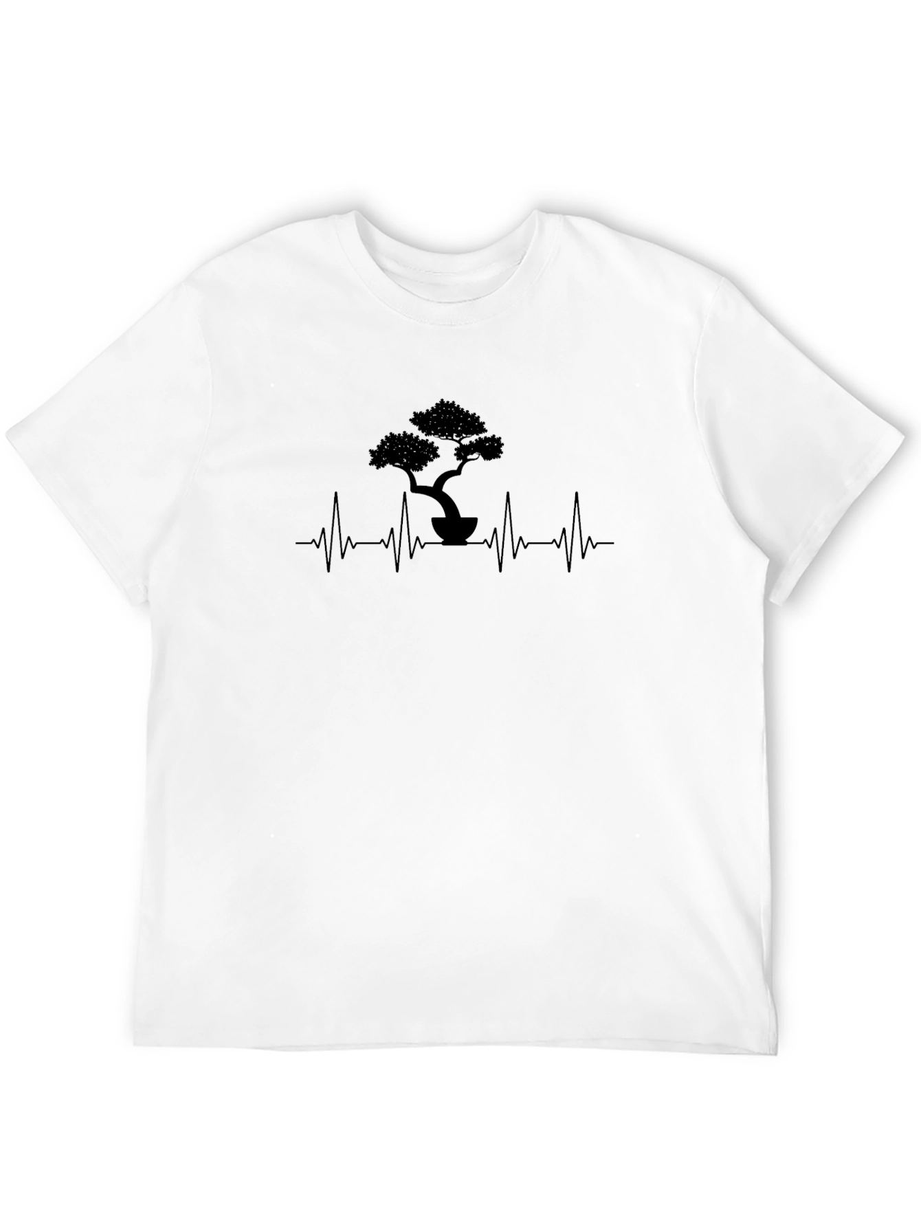 Bonsai Tree Heartbeat Graphic Tee - Mens Black T-Shirt