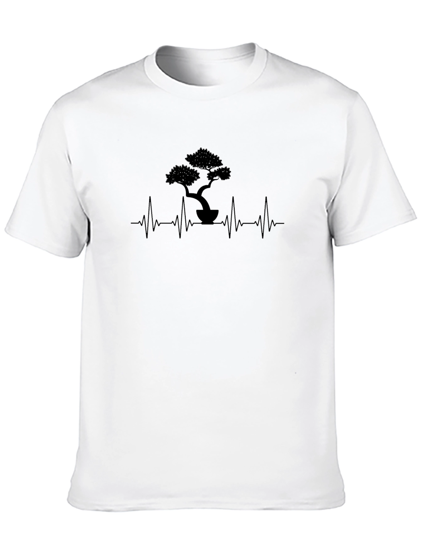 Bonsai Tree Heartbeat Graphic Tee - Mens Black T-Shirt