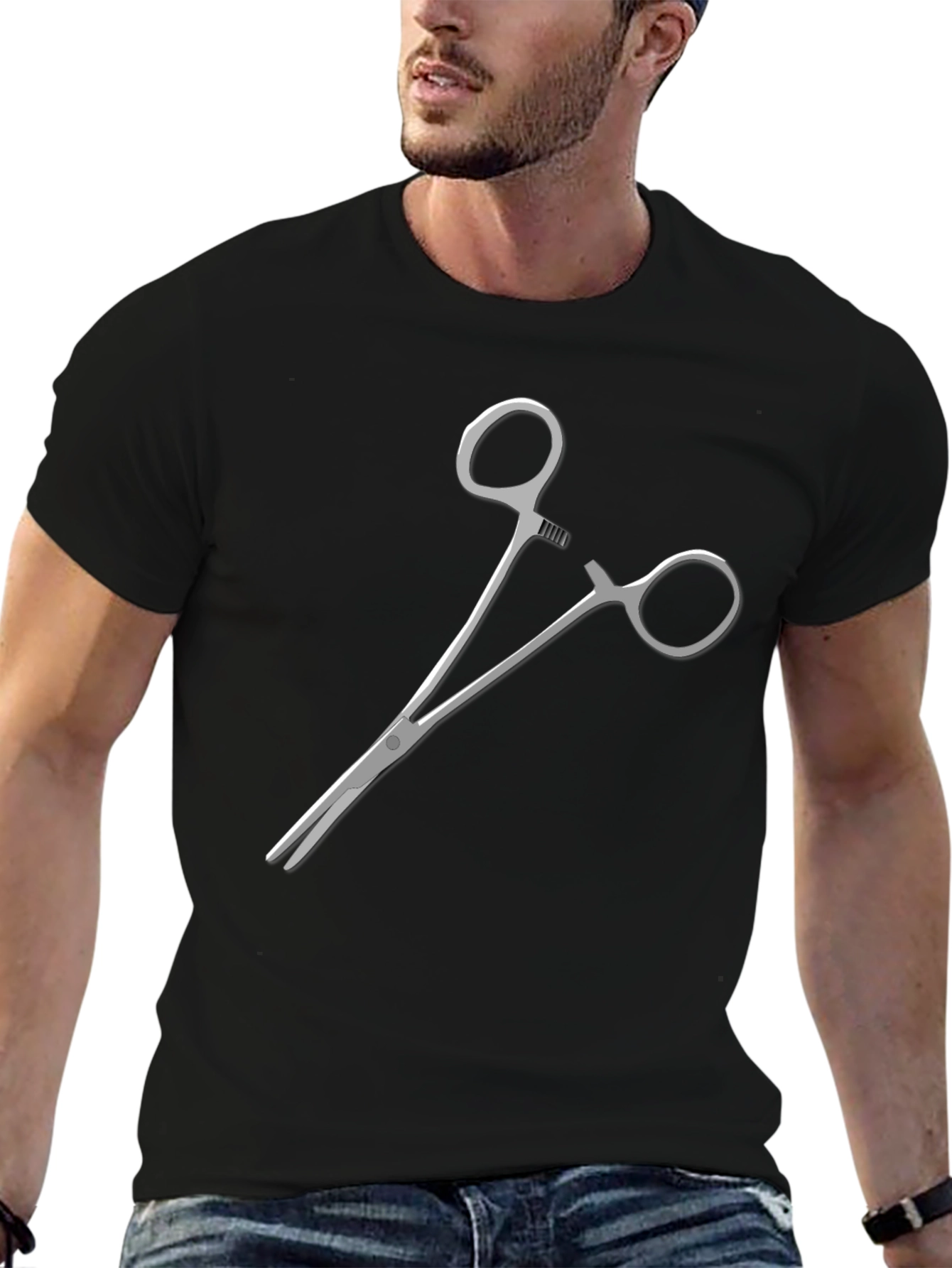 Surgical Clamp Graphic Tee - Black Cotton Blend