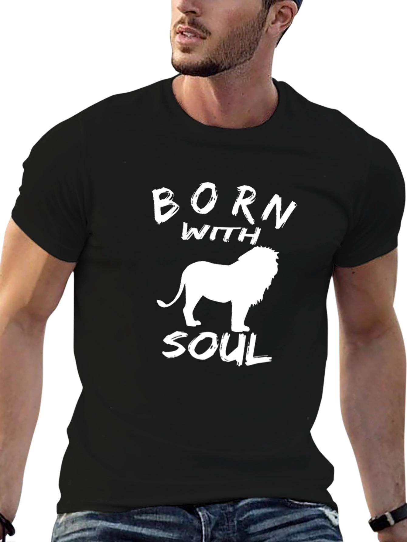 Born With Soul Lion Graphic T-Shirt