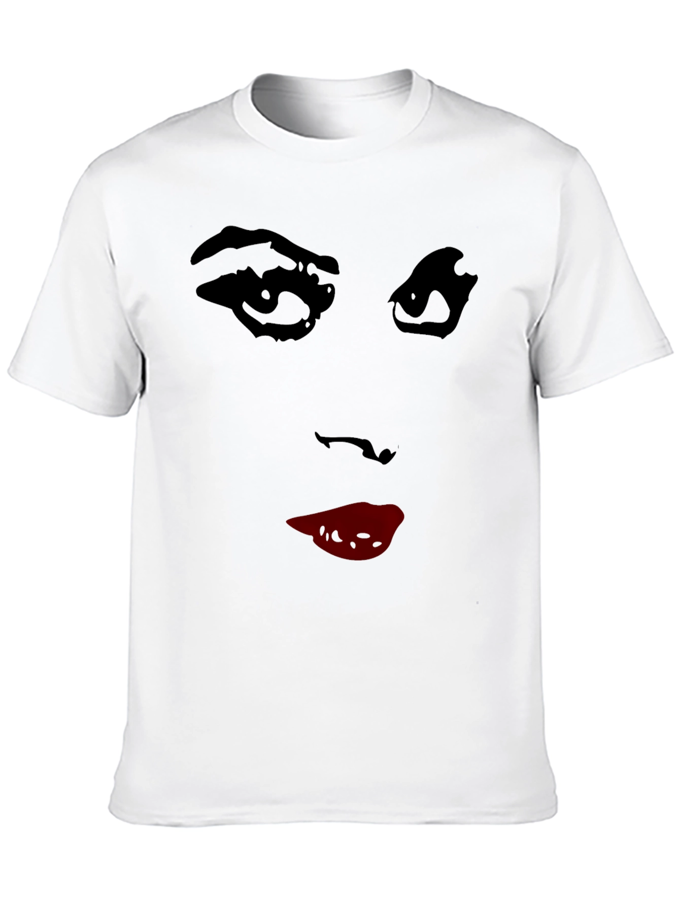 Abstract Face Graphic Tee - Stylish Crew Neck T-Shirt
