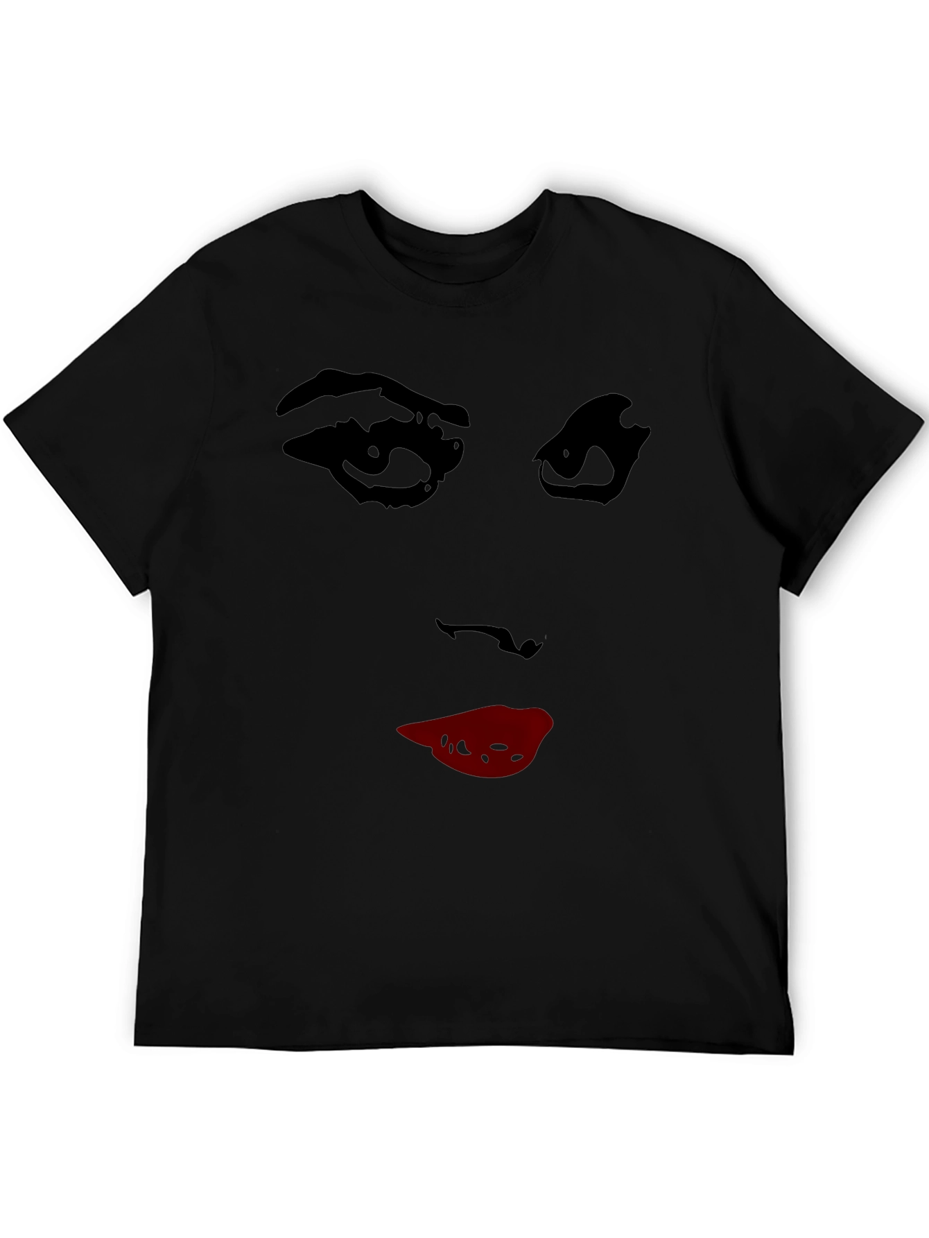 Abstract Face Graphic Tee - Stylish Crew Neck T-Shirt