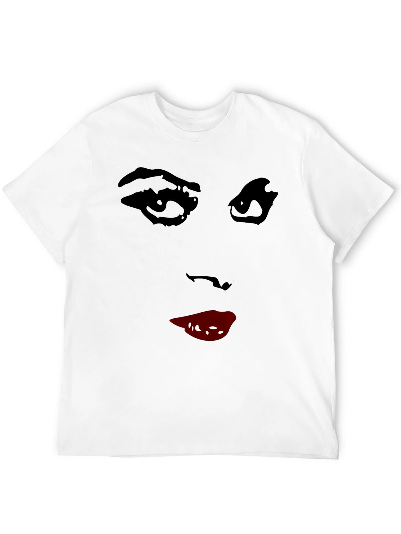 Abstract Face Graphic Tee - Stylish Crew Neck T-Shirt