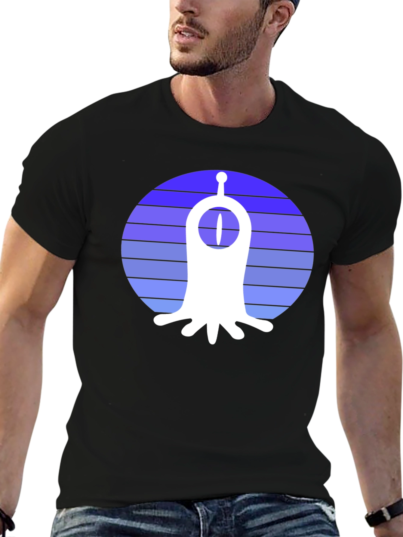 Retro Alien Graphic T-Shirt - Black